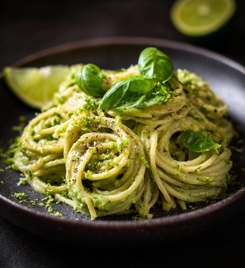 Avocado-Pasta mit Limette und Basilikum - detail 1