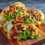 Beef Burger Wrap mit Macaroni und Käse