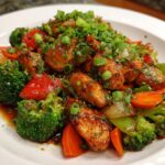 Chinesisches Hähnchen-Gemüse-Wokgericht