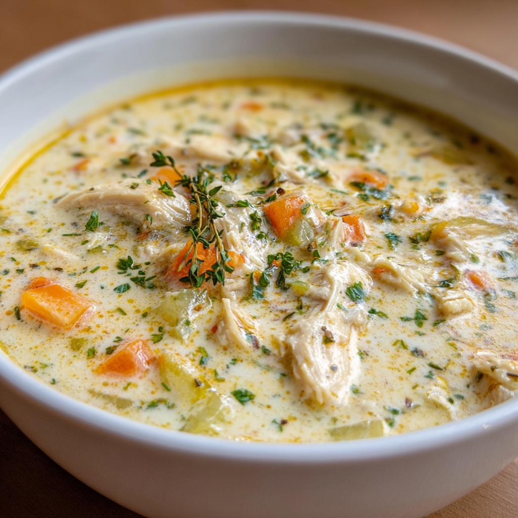 Cremige Hühnersuppe mit Sahne