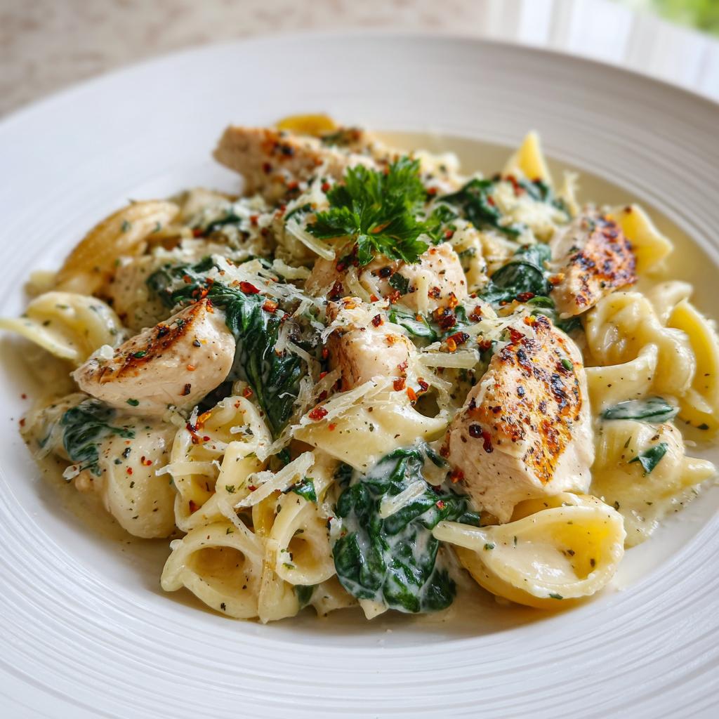 Cremige Knoblauch-Hühnchen-Pasta