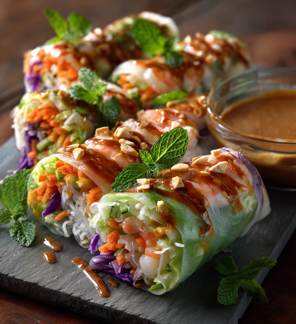 Garnelen-Frühlingsrollen mit Erdnusssauce