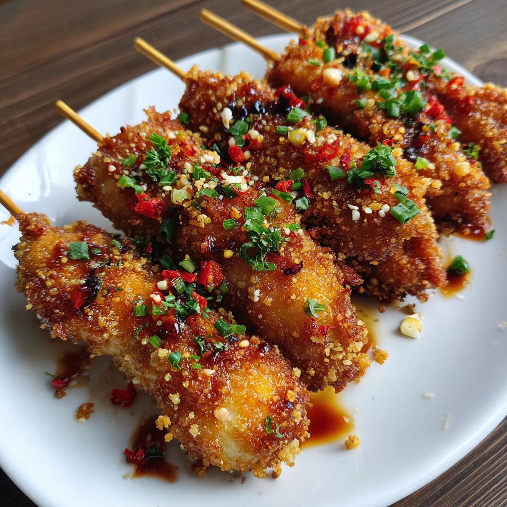 Gebratene Hähnchenspieße