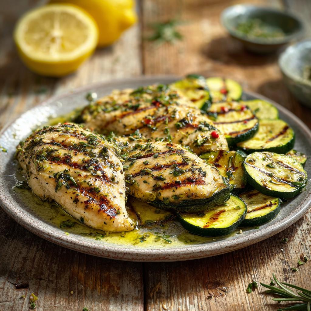 Gegrilltes Zitronen-Kräuter-Hühnchen mit Zucchini