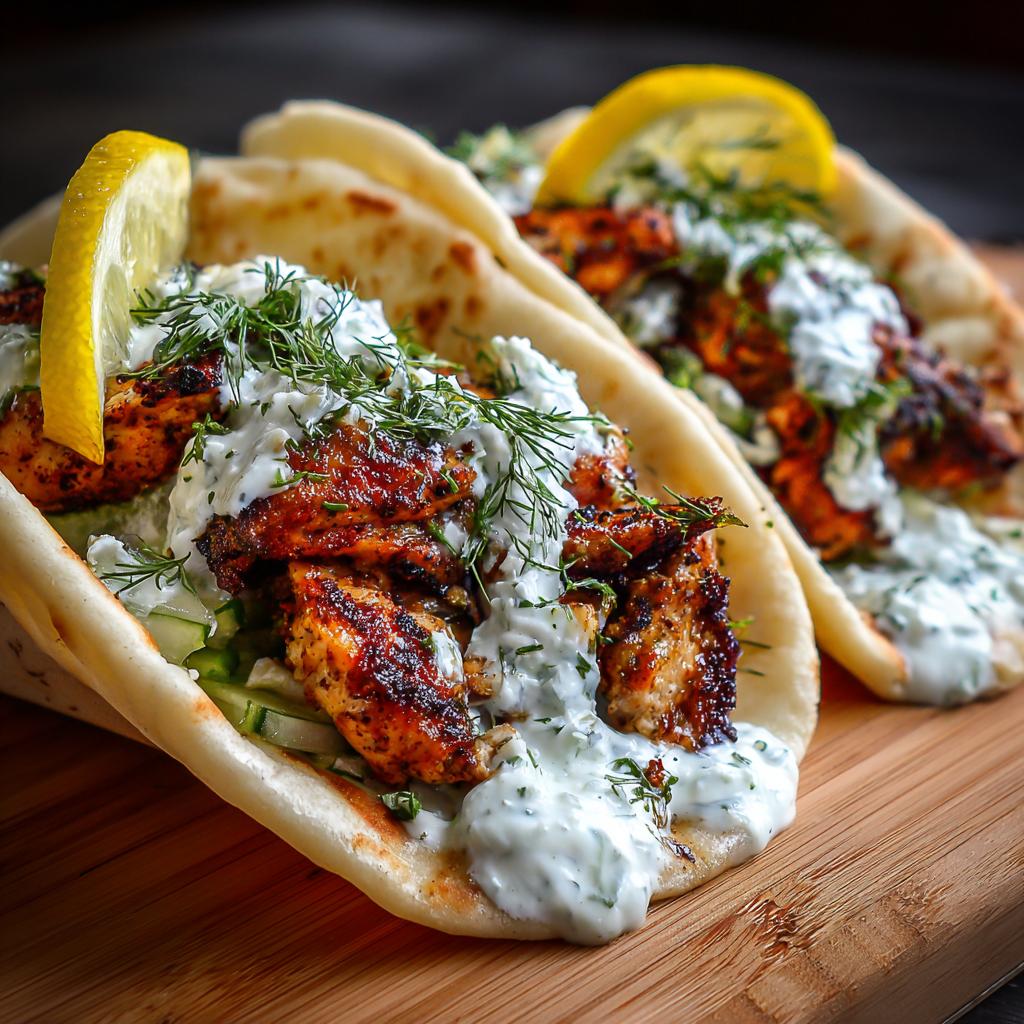 Hähnchen Gyros mit cremiger Feta Tzatziki Soße
