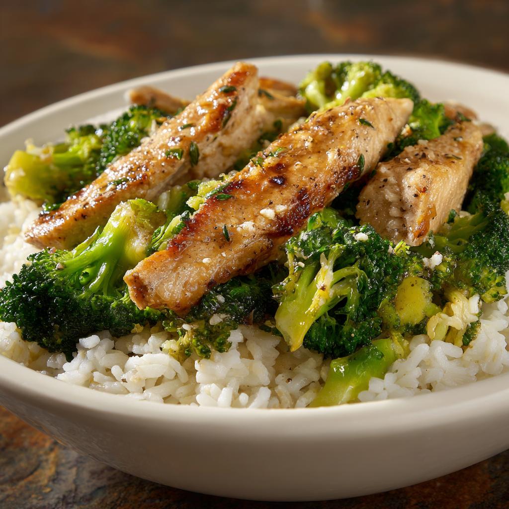 Hähnchen mit Reis und Brokkoli