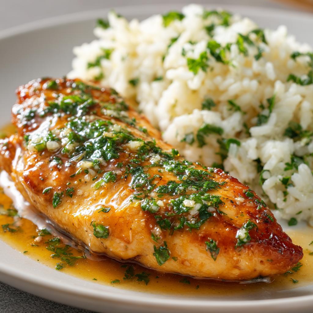 Knoblauchbutter-Hühnchen mit Parmesanreis - detail 1