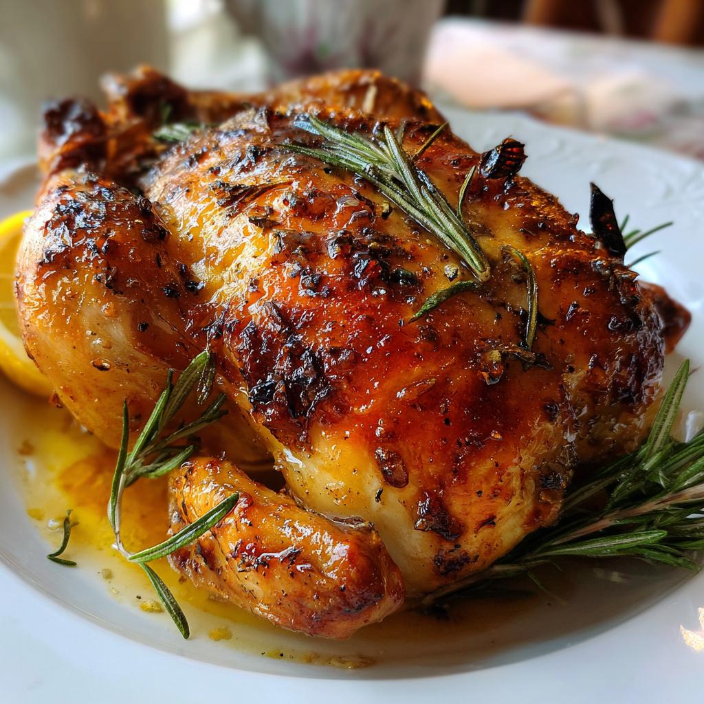 Knuspriges Brathähnchen mit Zitrone und Rosmarin