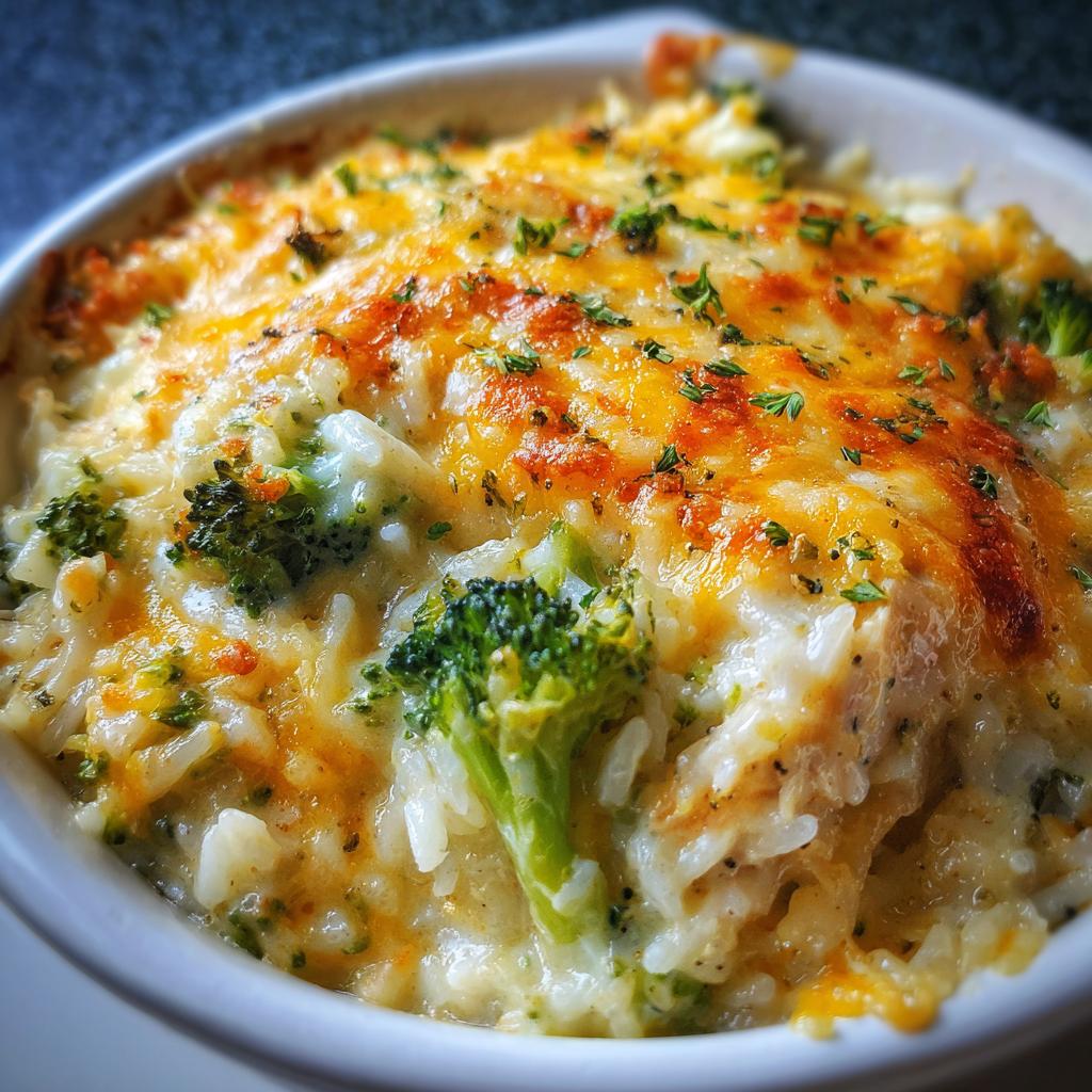 Käse-Hühnchen-Brokkoli-Reis-Auflauf