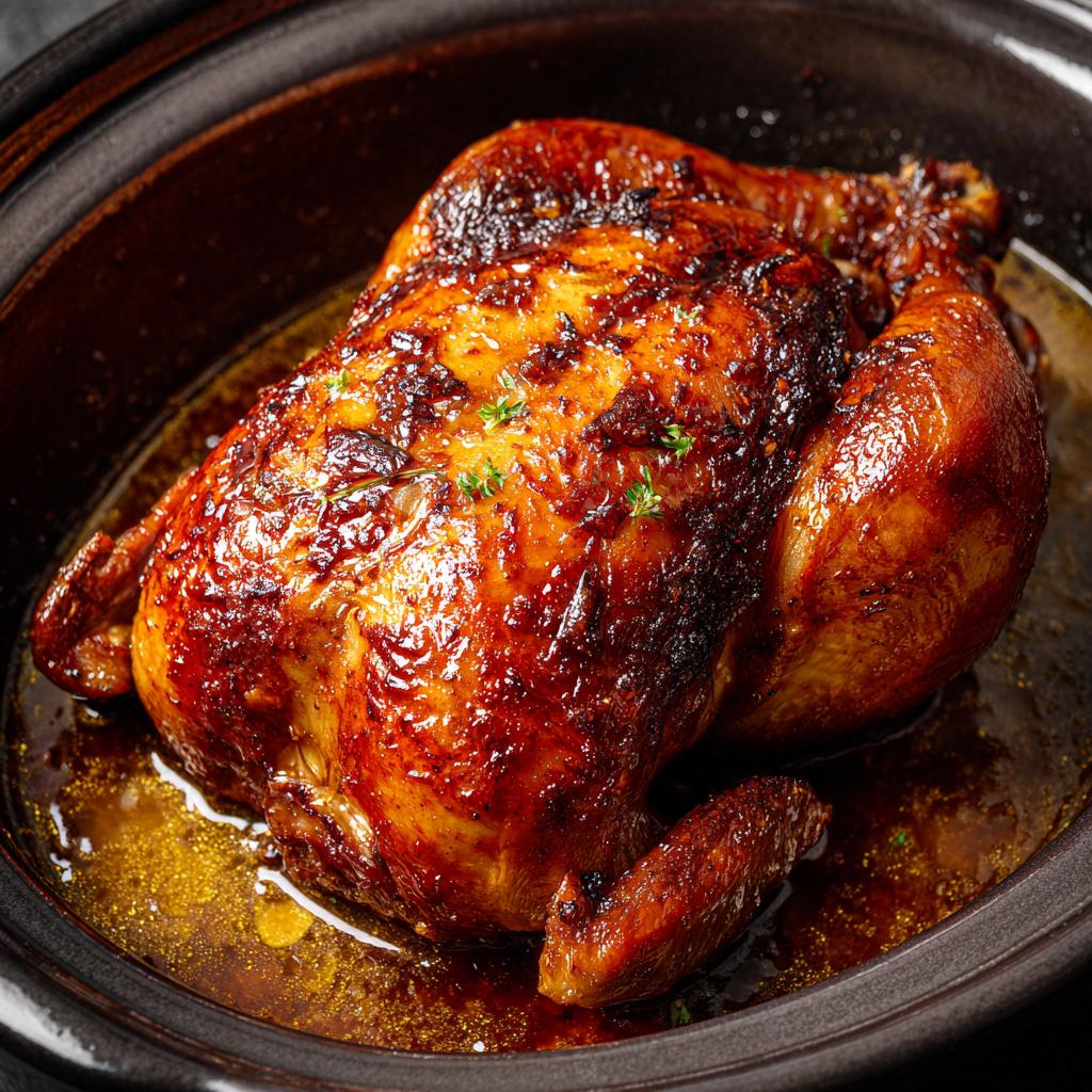 Langsam gegartes Hähnchen mit Honig und Knoblauch