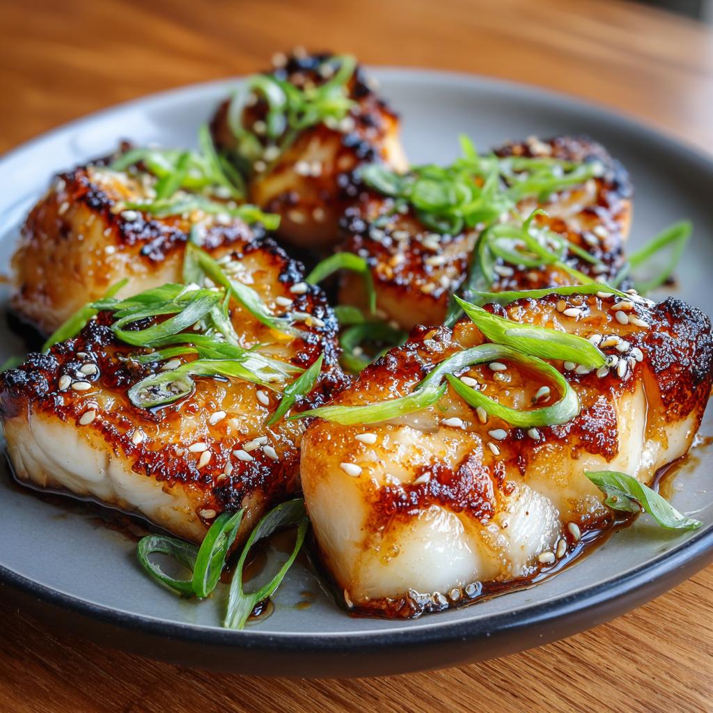 Miso-glasiertes Kabeljaufilet