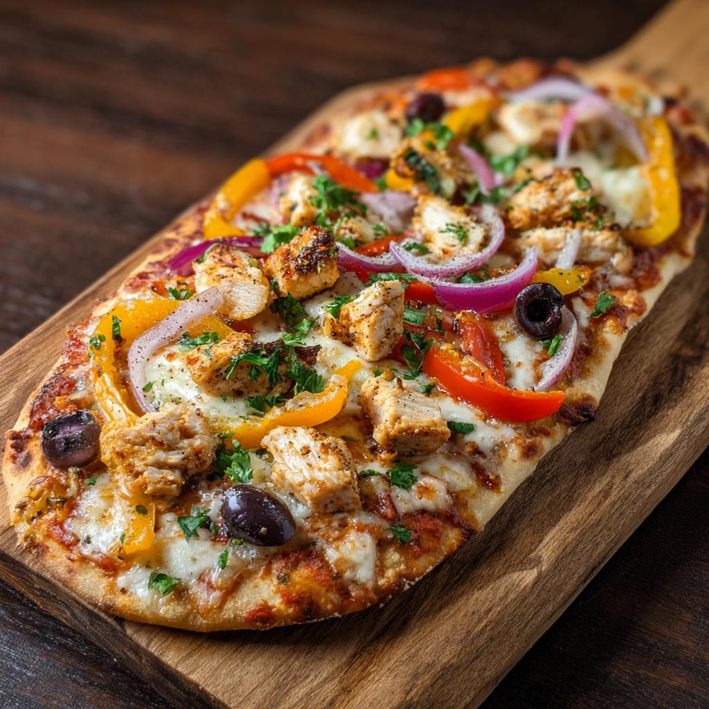 Naan-Hühnchen-Pizza