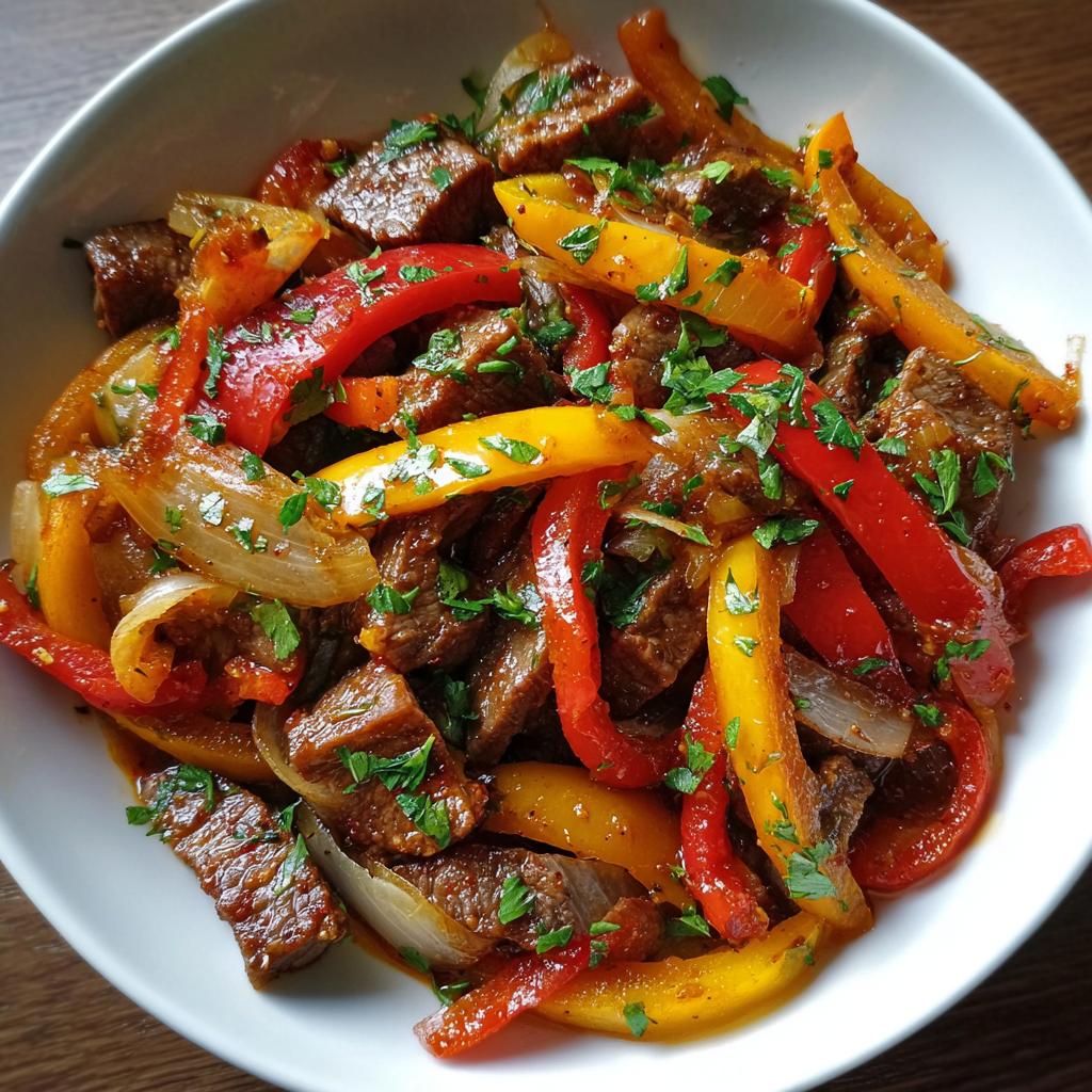 Paprika Rindfleisch Pfanne