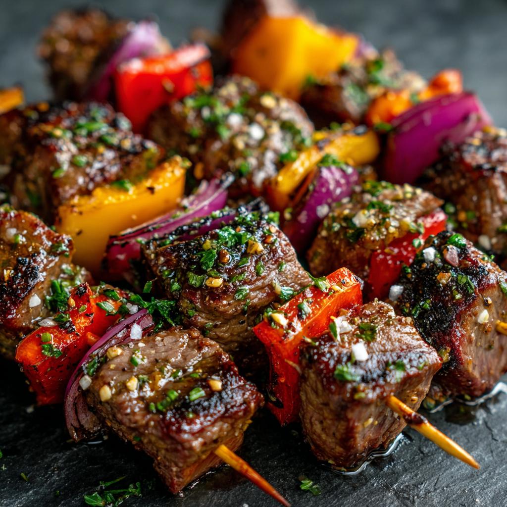 Perfekte Gegrillte Steakspieße