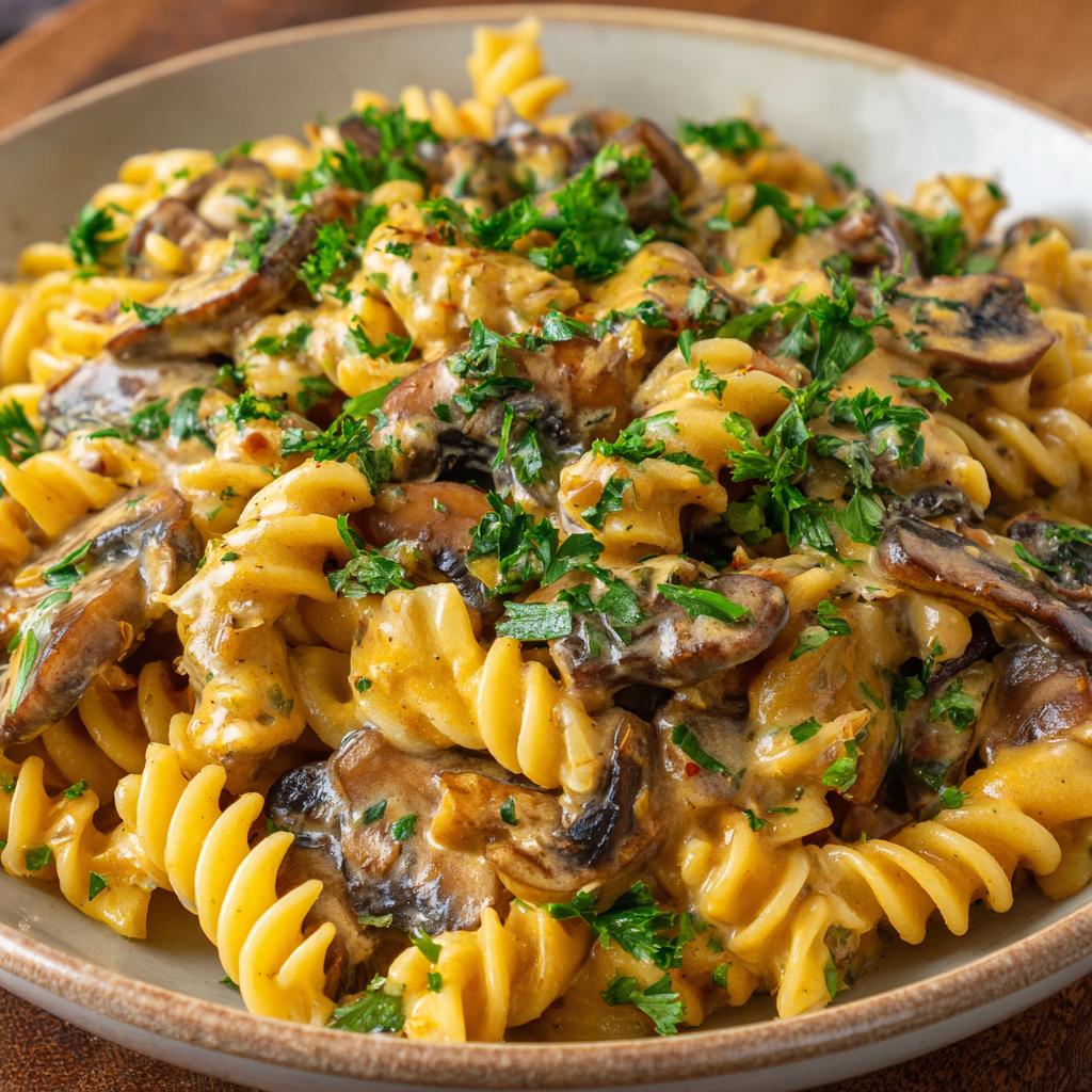 Pilz Stroganoff Pasta