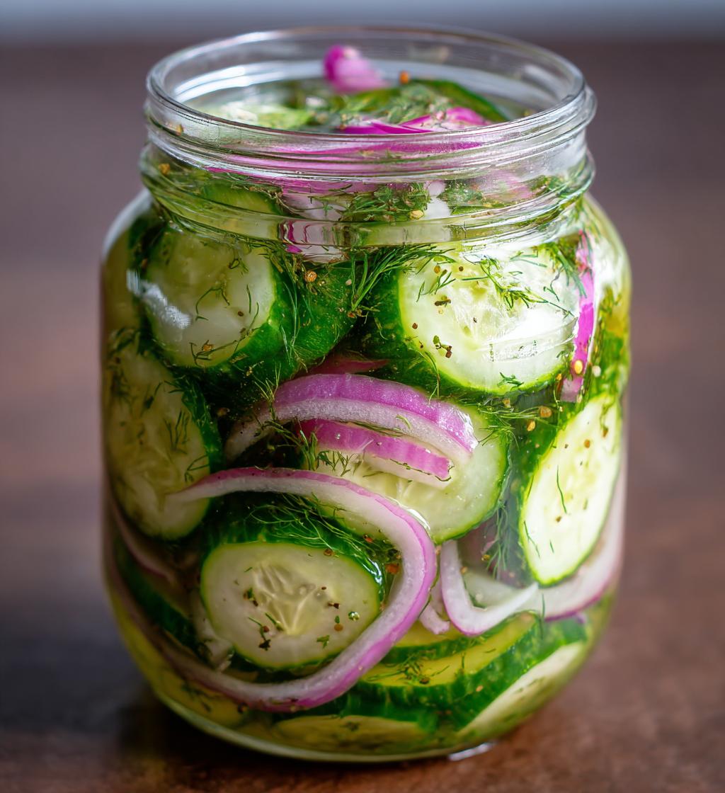 Schnell eingelegte Gurken und Zwiebeln