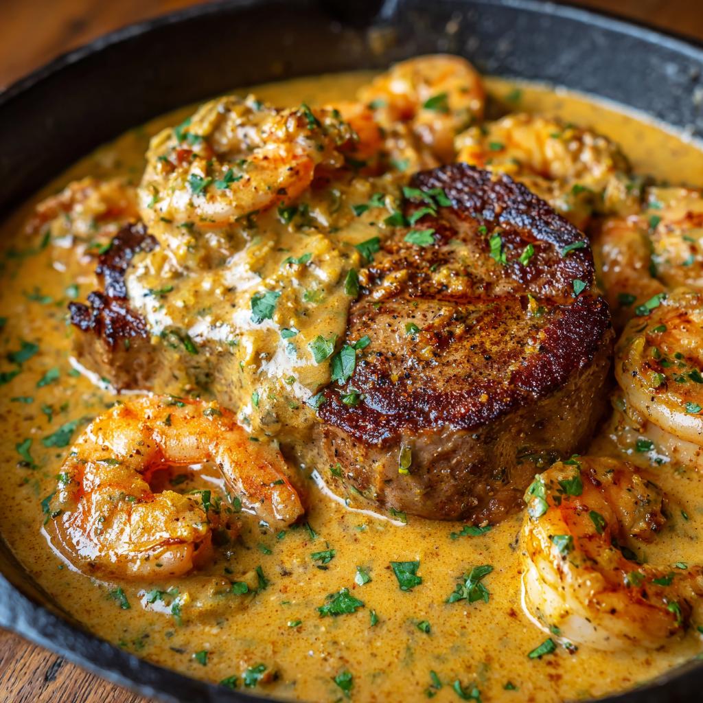 Sizzling Cajun Steak in Creamy Shrimp Sauce - detail 1