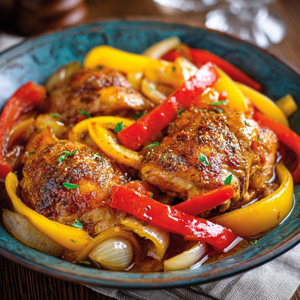 Slow Cooker Hähnchen mit Paprika und Zwiebeln - detail 1