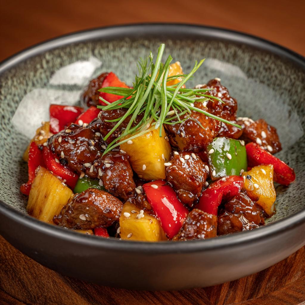 Teriyaki-Hühnchenbissen mit Ananas