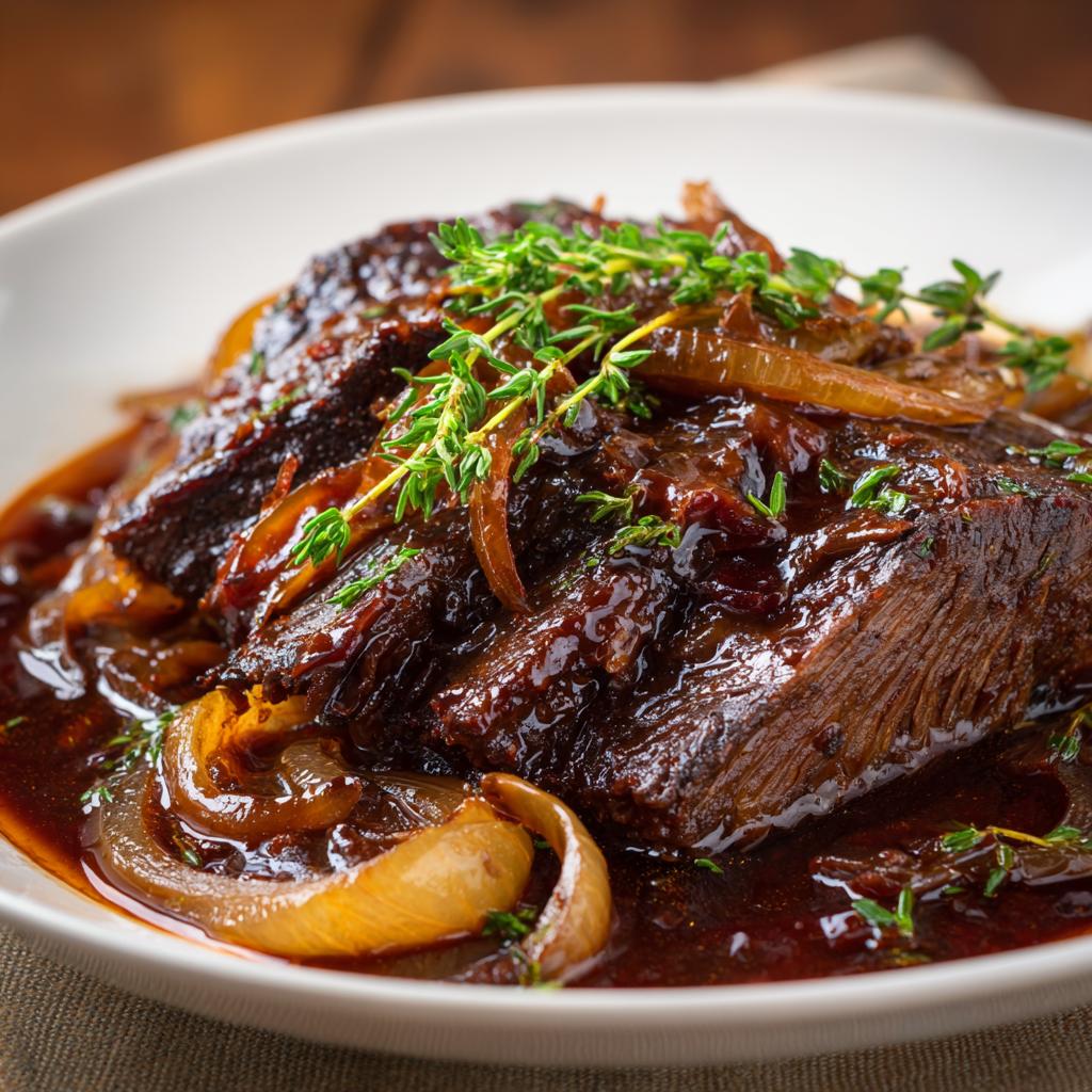 Zartes Rinderbruststück in aromatischer Balsamico-Zwiebel-Sauce - detail 1