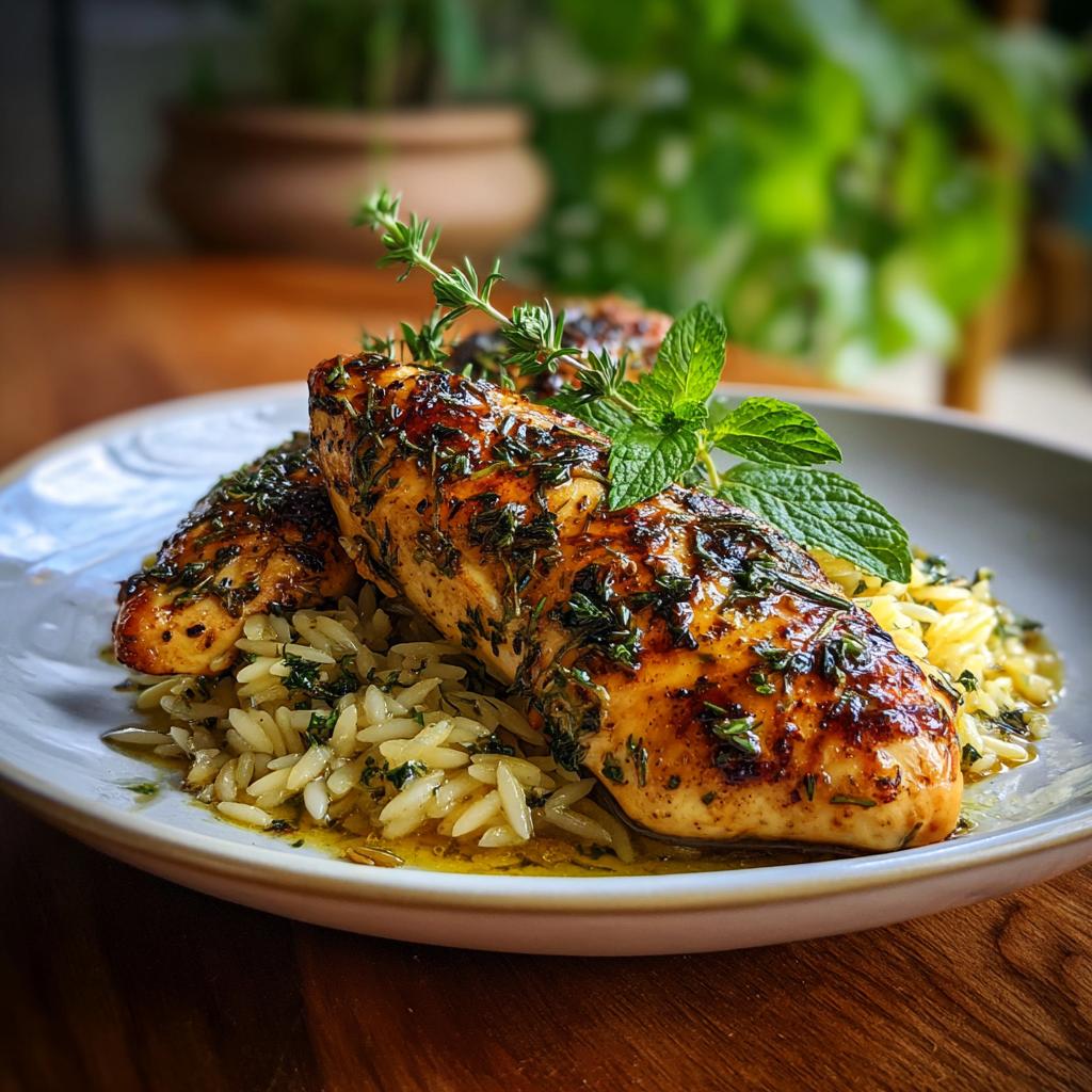 Zitronen-Kräuter-Hühnchen mit Orzo