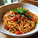 One Pot Pasta mit Tomaten und Basilikum