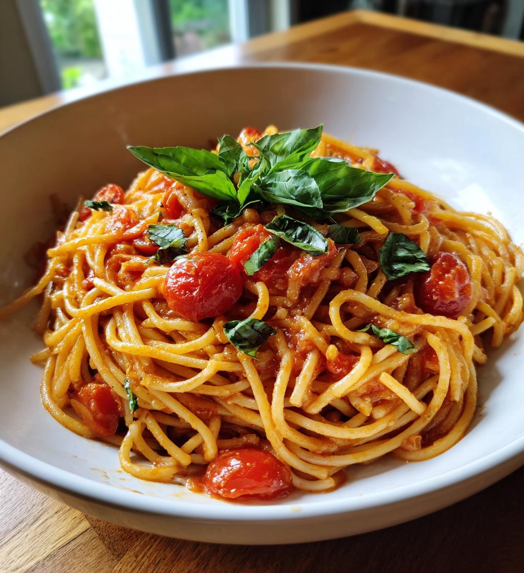 One Pot Pasta mit Tomaten und Basilikum
