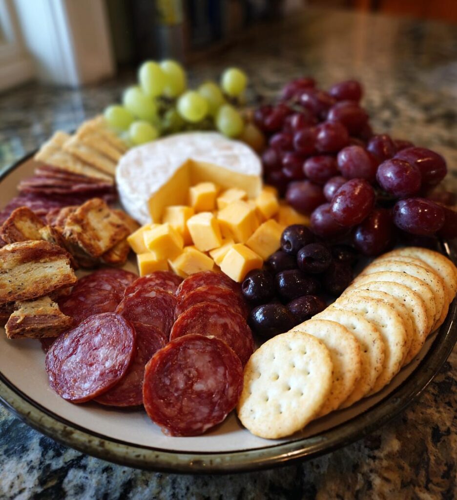 wurst und käseplatte anrichten