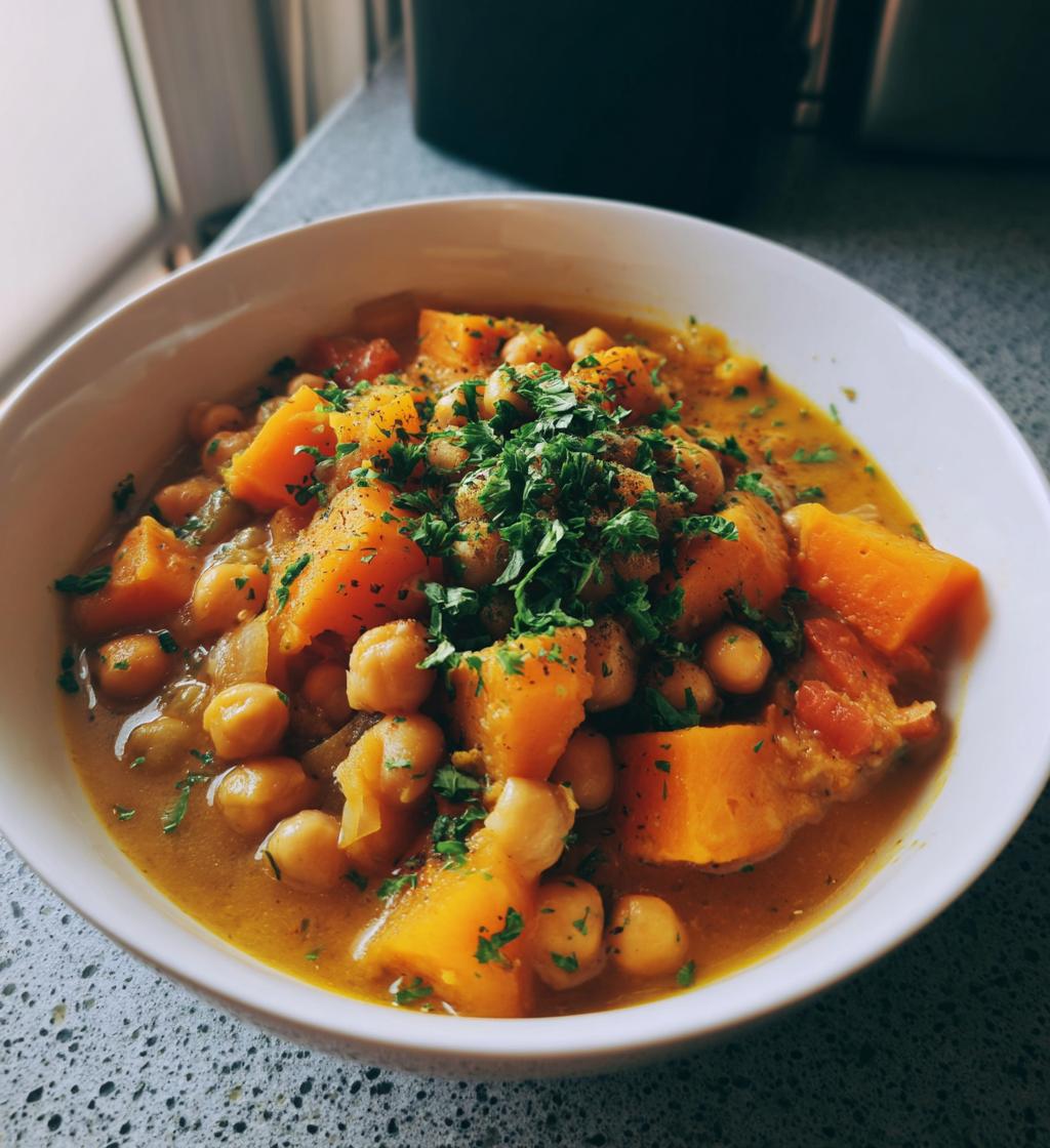 Butternut Kürbis und Kichererbsen Eintopf (Butternut Squash and Chickpea Stew)