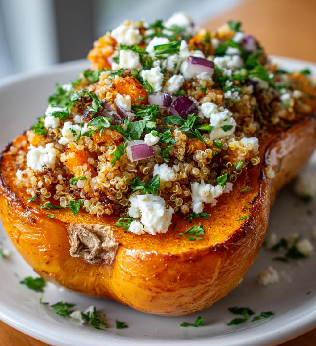 Gefüllter Butternut Kürbis mit Quinoa und Feta (Stuffed Butternut Squash with Quinoa and Feta)