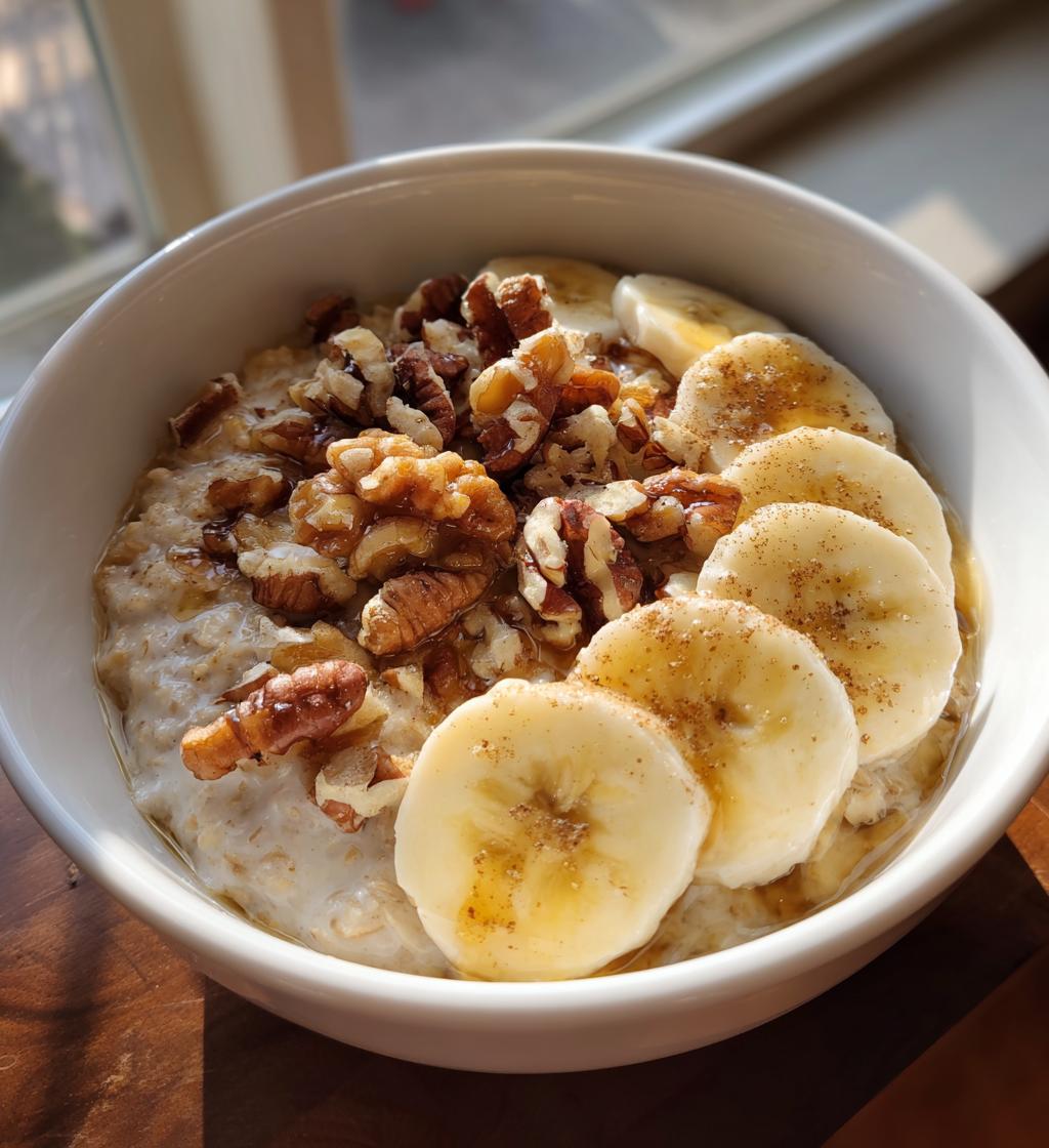 Haferbrei (Porridge) mit Banane und Nüssen