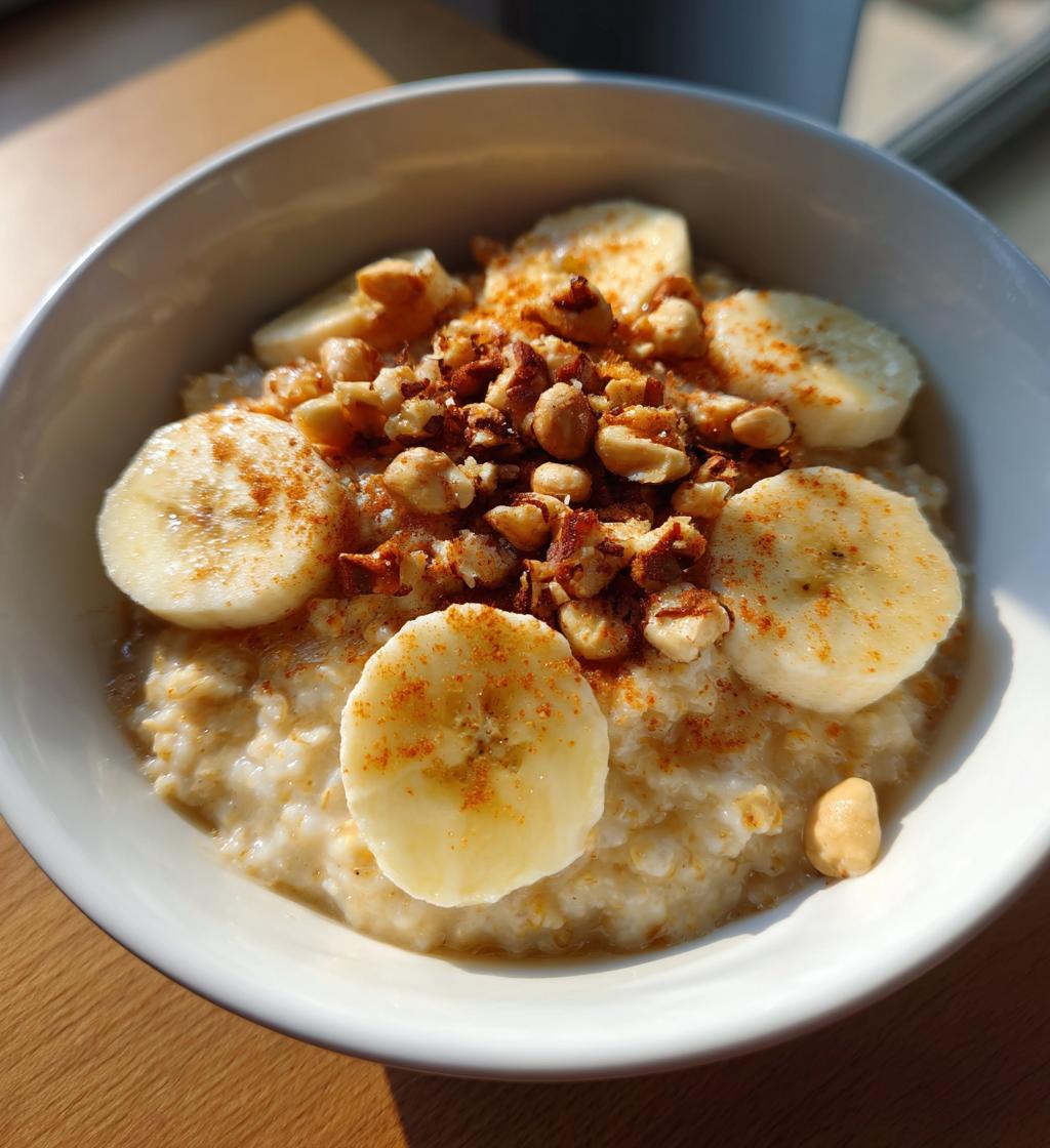Haferbrei (Porridge) mit Banane und Nüssen
