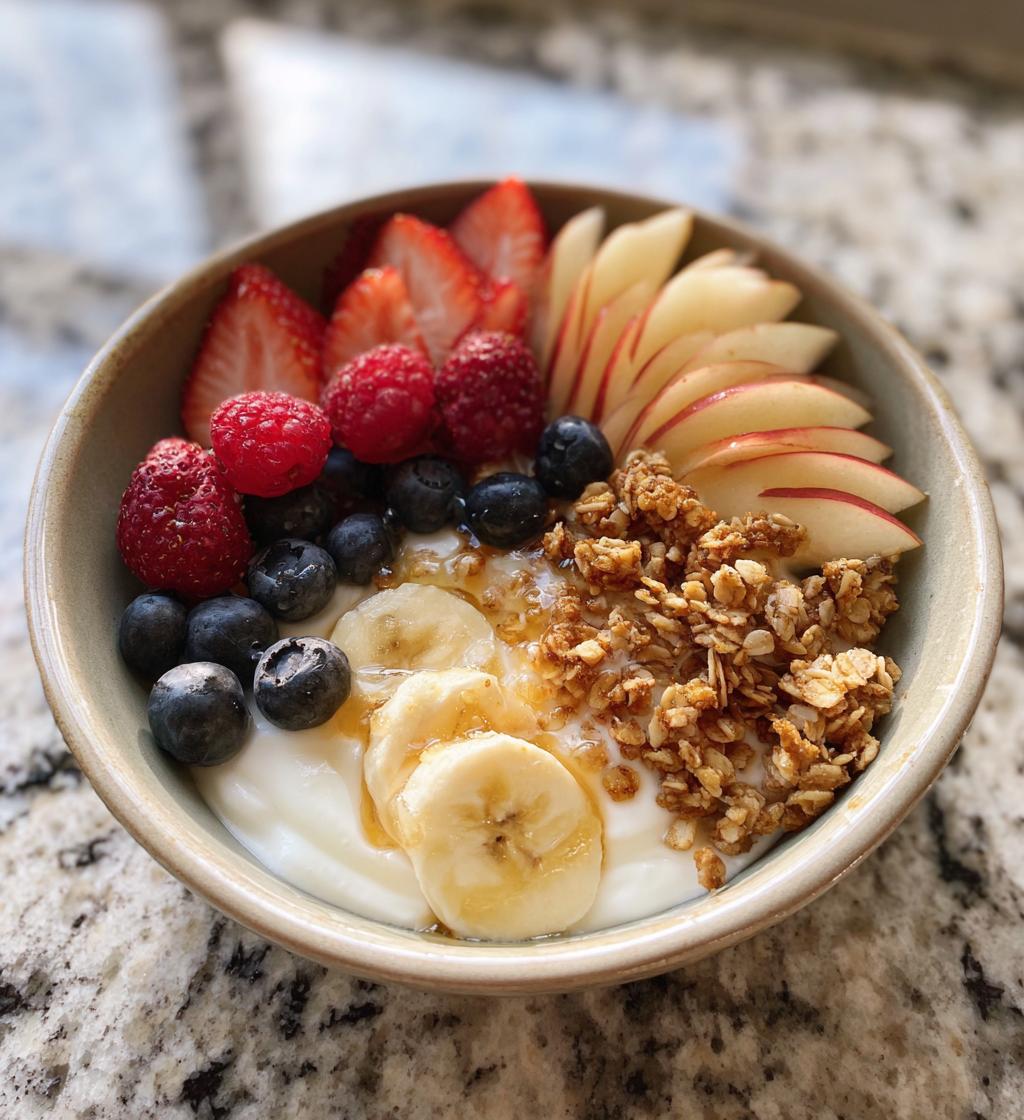 Joghurt mit Müsli und frischen Früchten