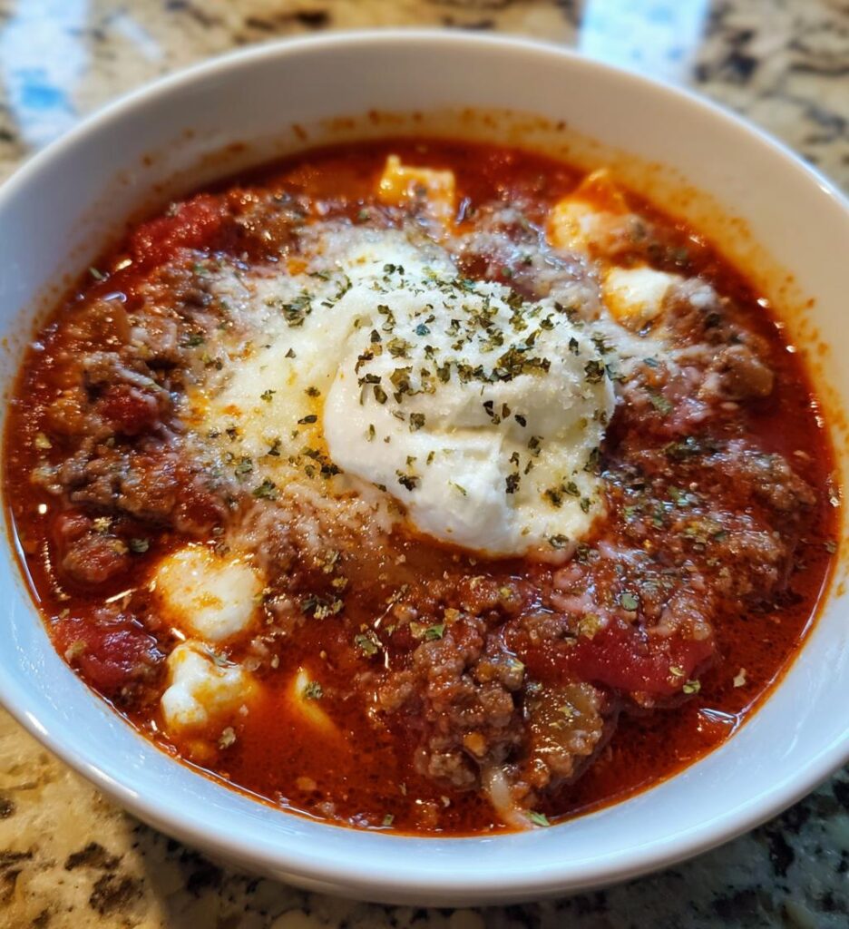 Lasagna-Suppe im Slow Cooker