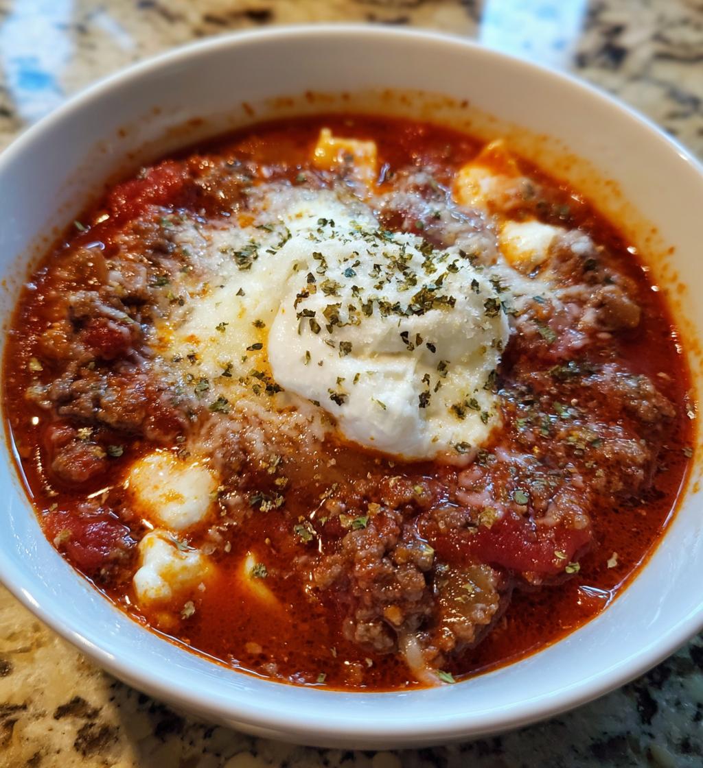 Lasagna-Suppe im Slow Cooker