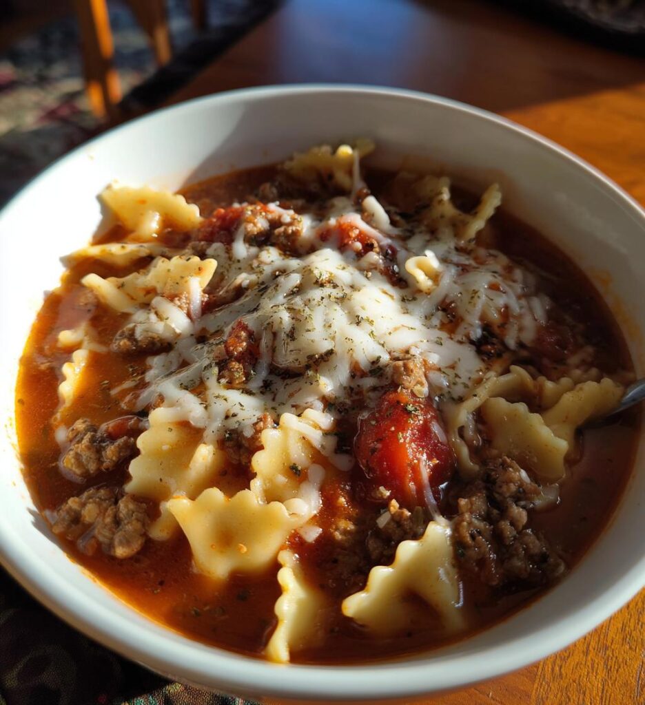 Scharfe Lasagna-Suppe mit italienischer Wurst