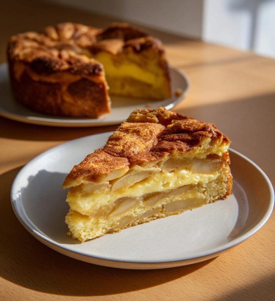 apfelkuchen mit vanillepudding