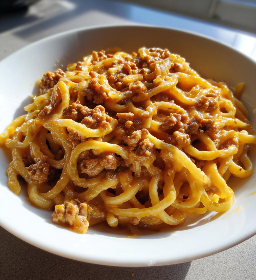 cremige kaese lauch pasta mit hackfleisch