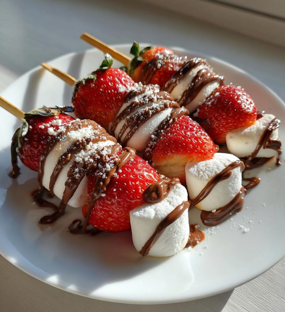 erdbeer puefferchen spiesse mit nutella