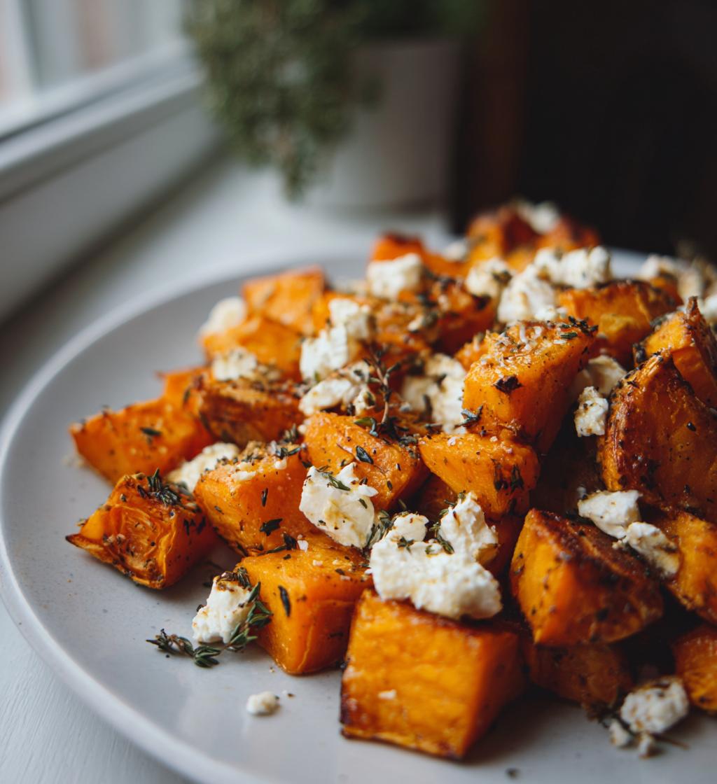 gebackener kuerbis mit feta