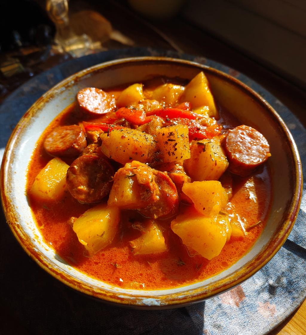 kartoffelgulasch mit wiener wuerstchen