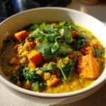 linseneintopf mit suesskartoffeln und spinat