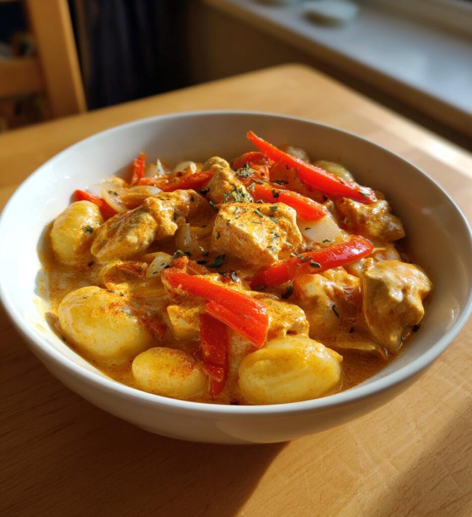 paprika sahne haehnchen mit gnocchi