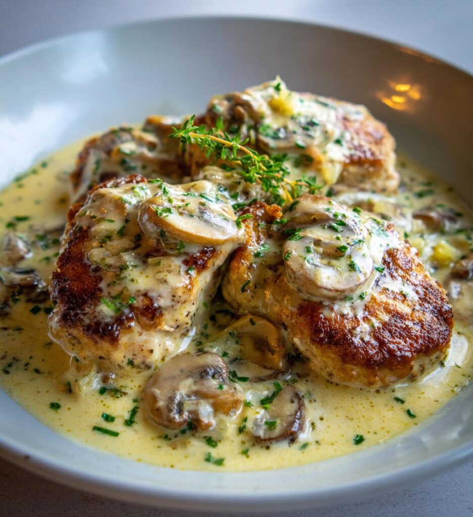 putenmedaillons in lauch sahnesauce