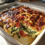 spinat lasagne mit feta und tomaten