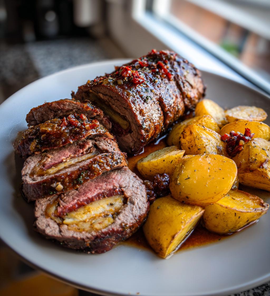 zarte steakroulade mit bratkartoffeln