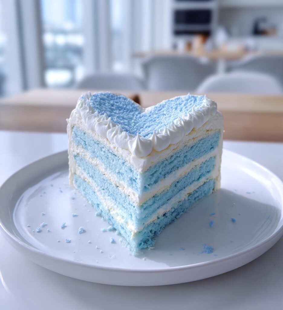 baby blue heart shaped cake