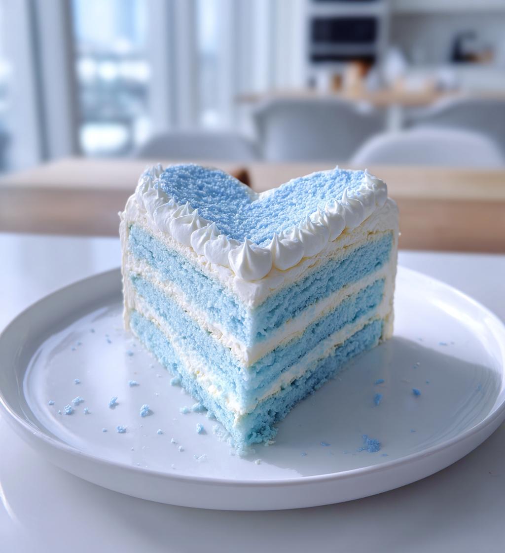 baby blue heart shaped cake