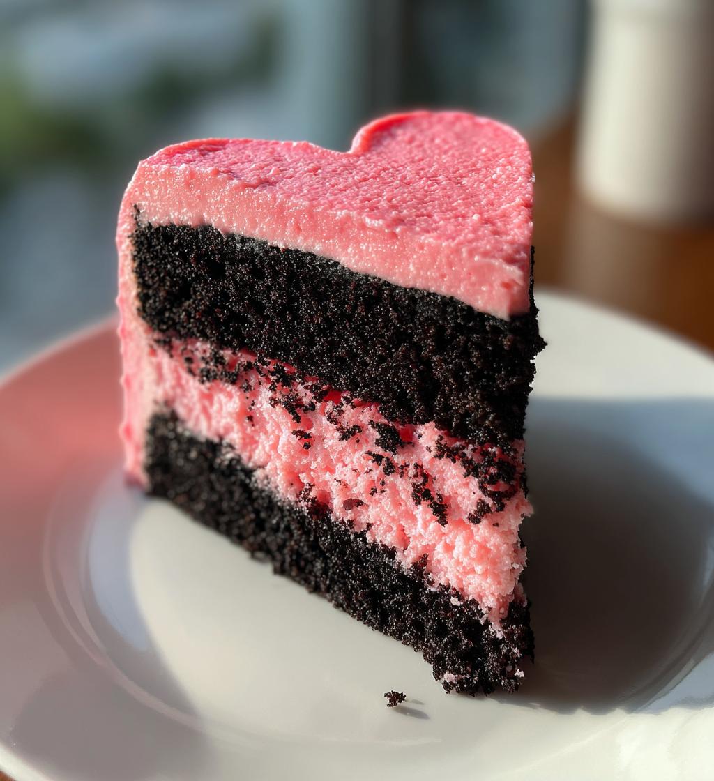 black and pink heart shaped cake